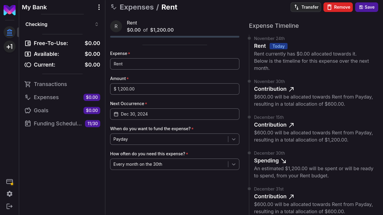 Expense Details Example