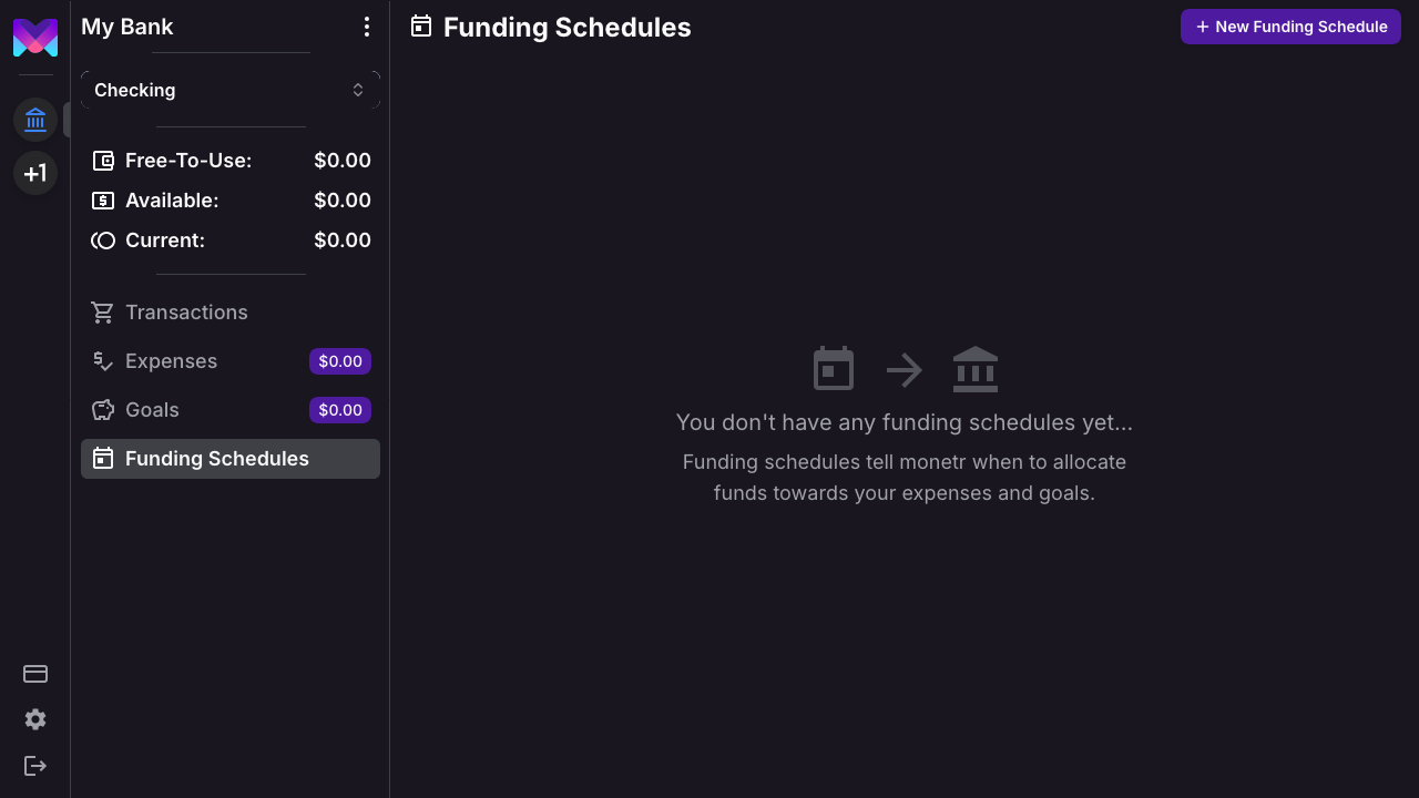 Funding Schedules Empty View