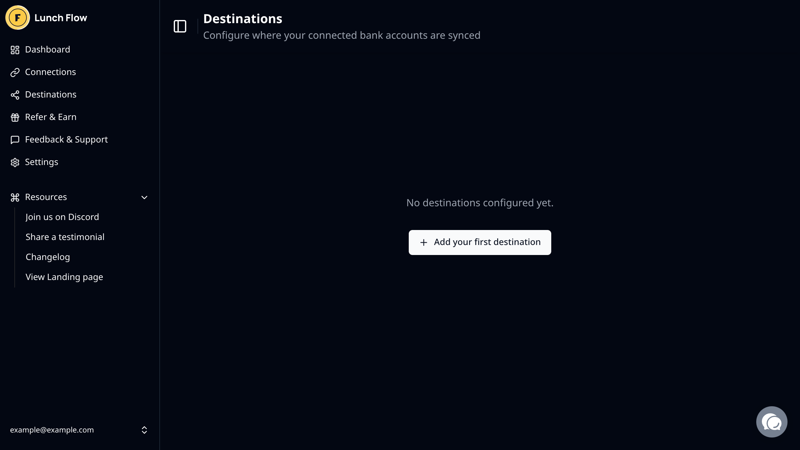 Lunch Flow no destinations