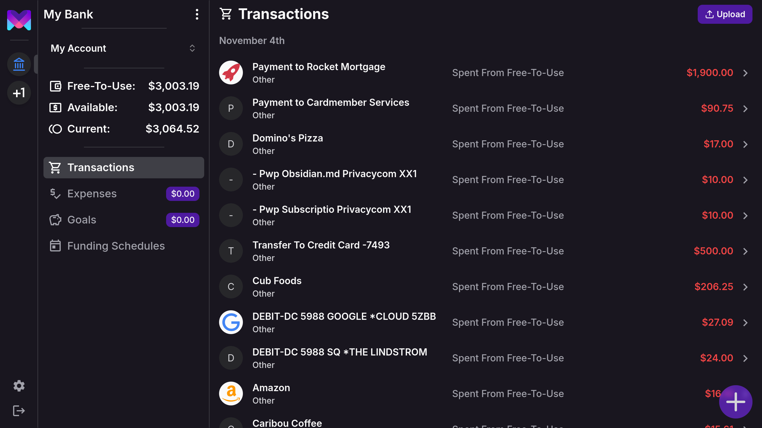 Transaction Upload Done, transactions and balances updated